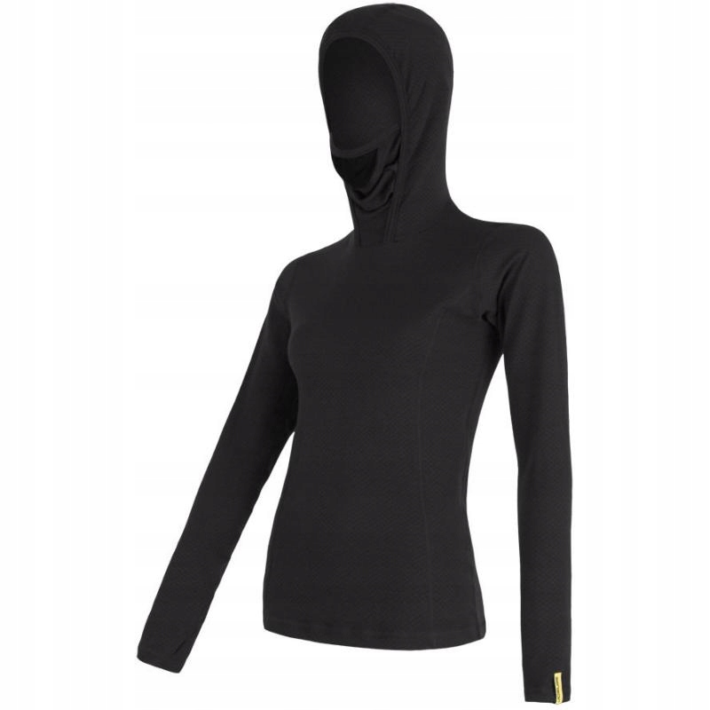Sensor Triko Merino Double Face dámské dlouhý s kapucí černá M