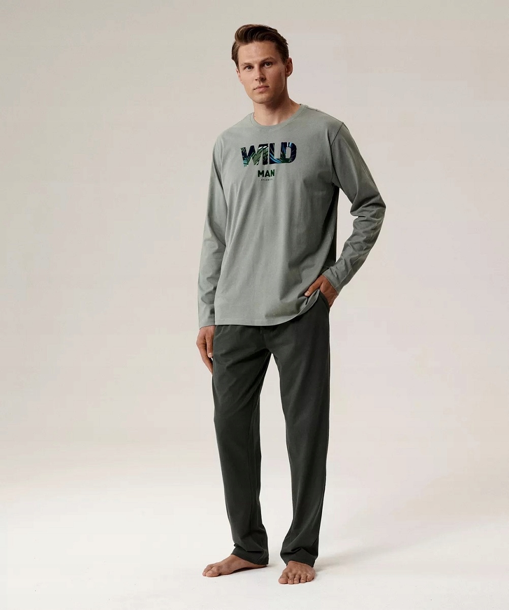 Pánské pyžamo s dlouhým rukávem a kalhotami Atlantic NMP392/ZIEJ/KHAC *s*