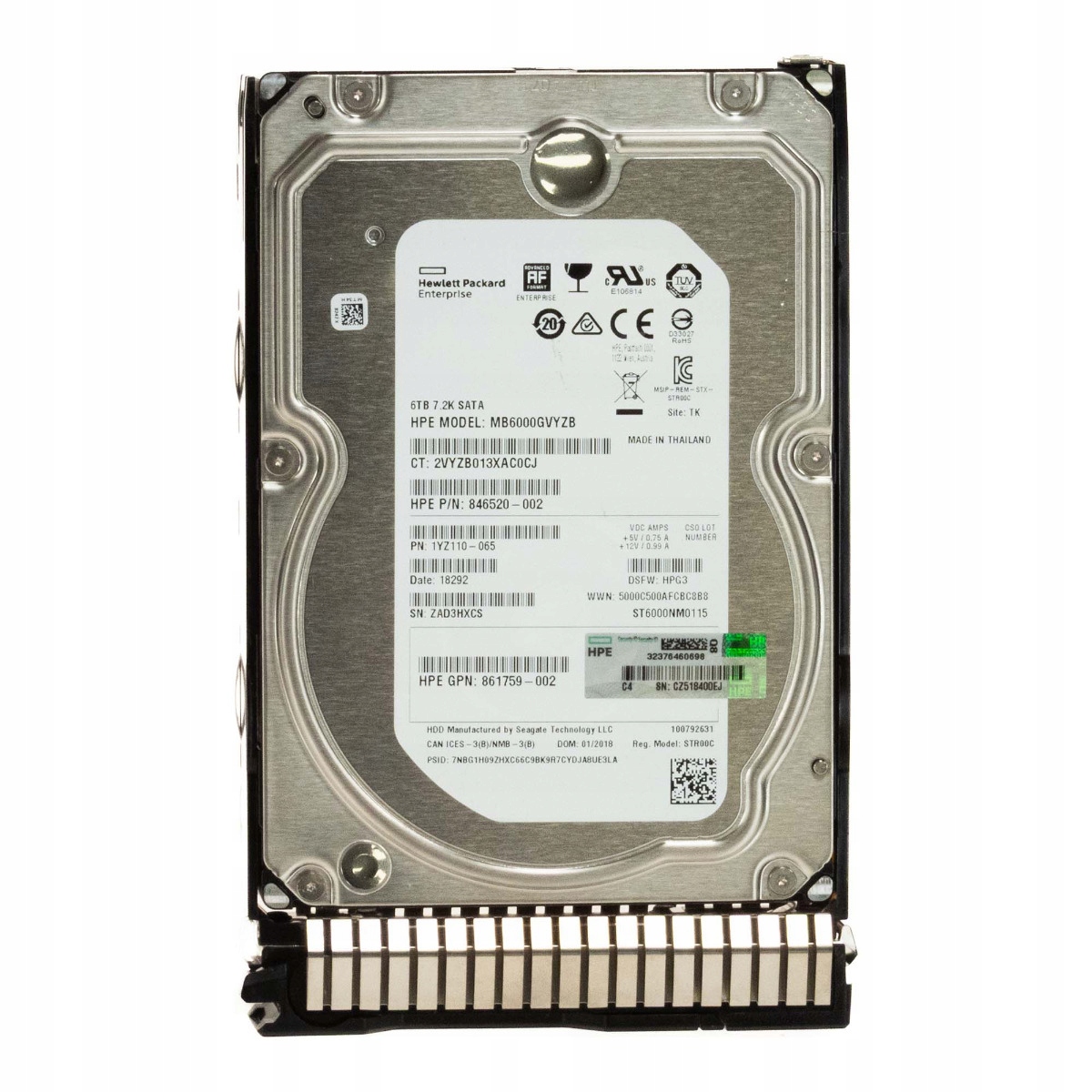Hp 846520-002 862138-001 6TB 7.2K 128MB Sata III 3.5'' MB6000GVYZB