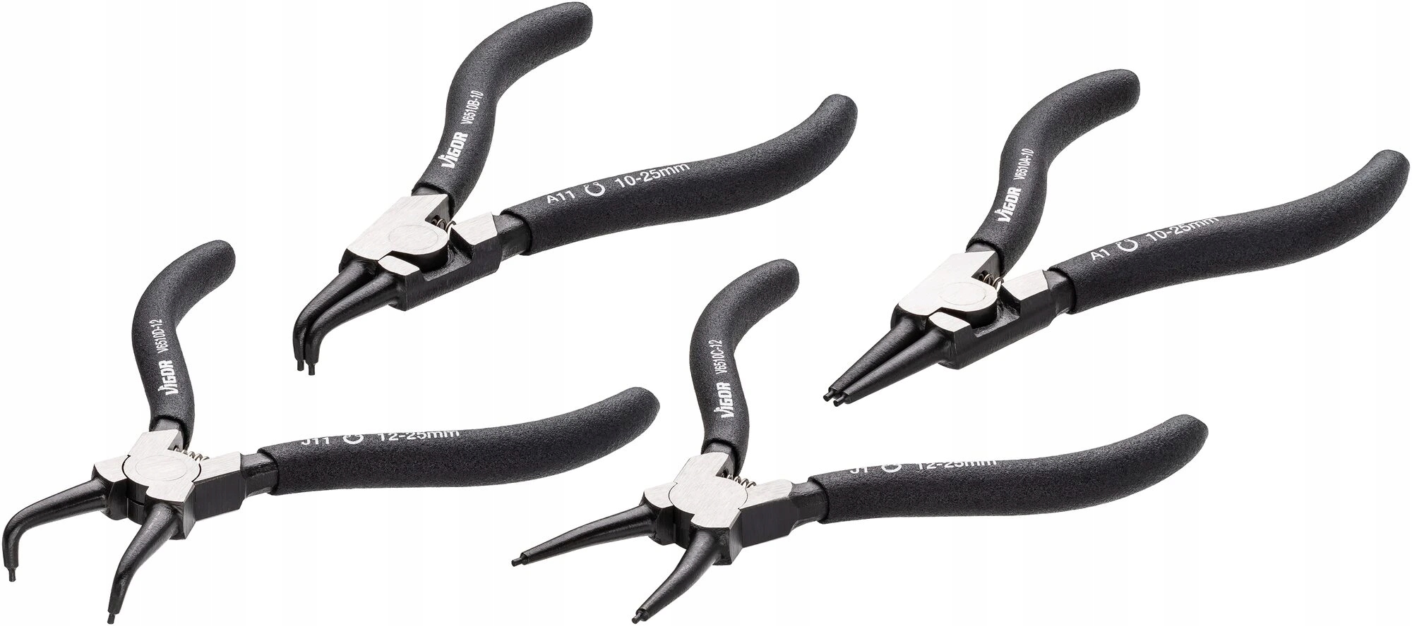 Vigor V6510-10/4, Súprava klieští na poistné krúžky 140 mm 4dielna