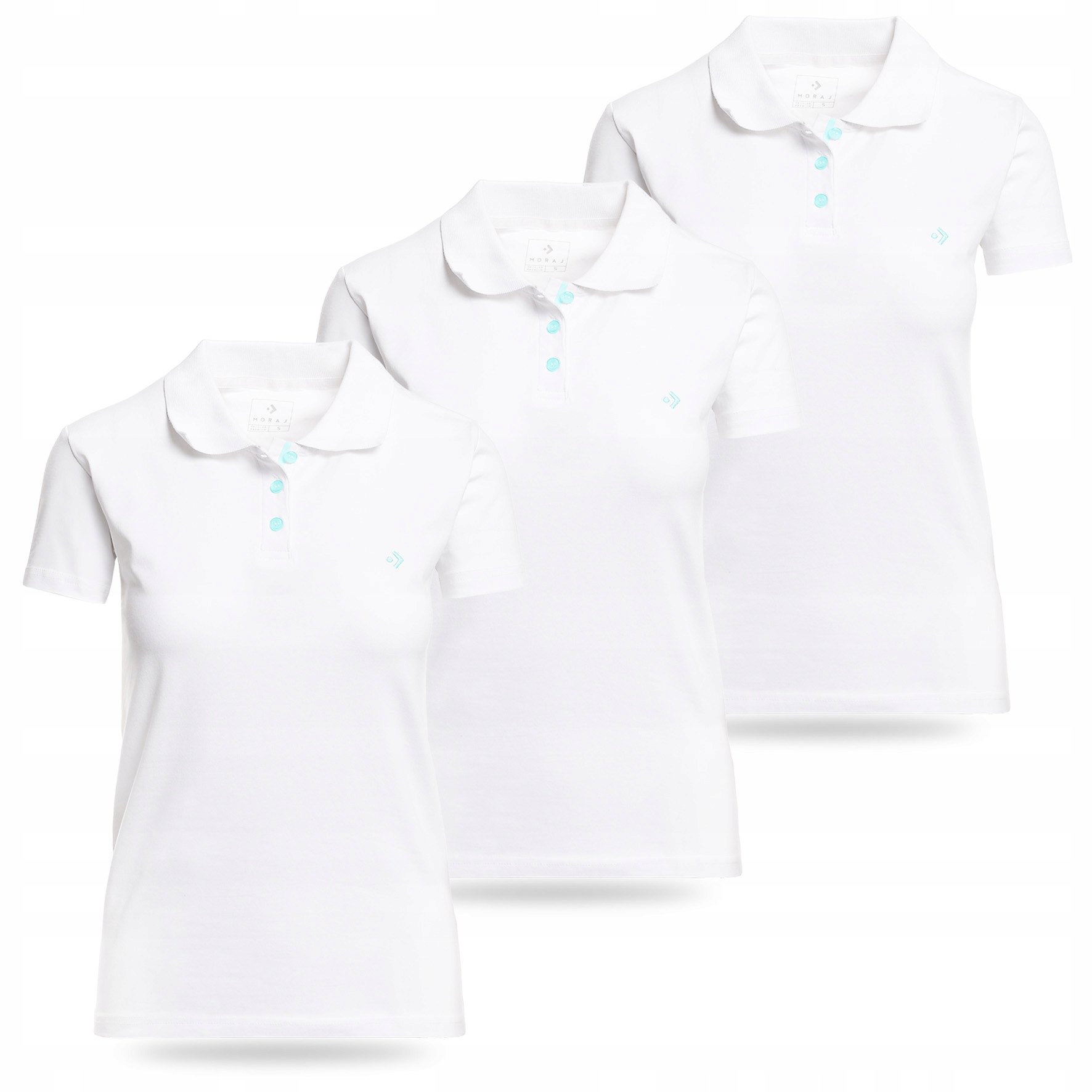 Tričko Plus Size Polo Moraj 3 ks Bavlněné Premium polníček Bílý 3XL