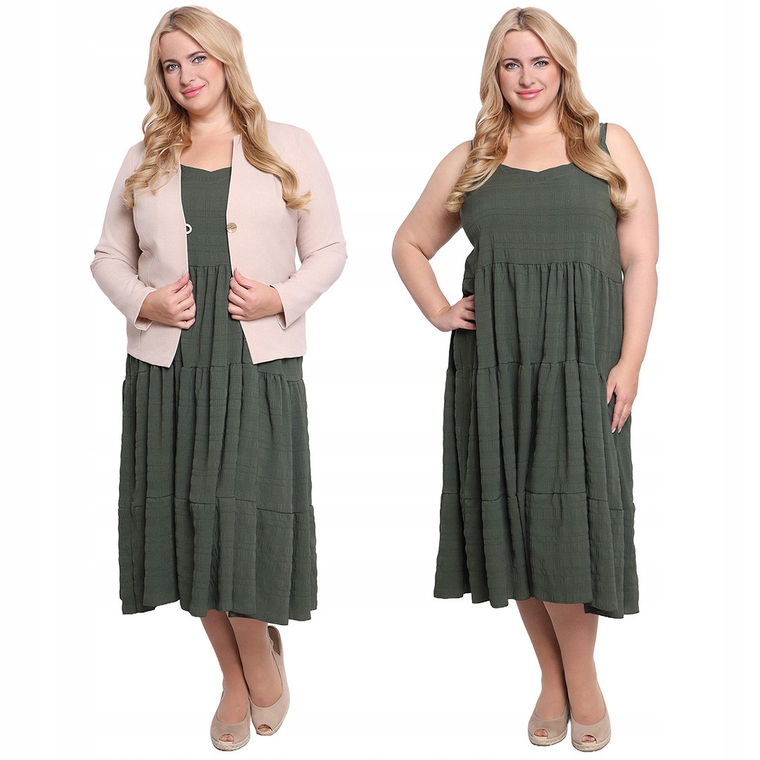 Tmavě zelená šaty s volánky 58/60