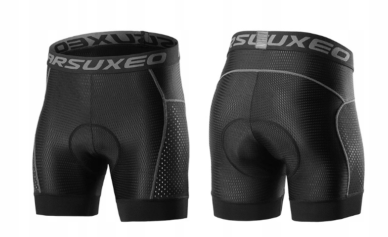 SZORTY SPODENKI ROWEROWE BOKSERKI KOLARSKIE MĘSKIE Z WKŁADKĄ CZARNE 5D XXL Rozmiar XXL