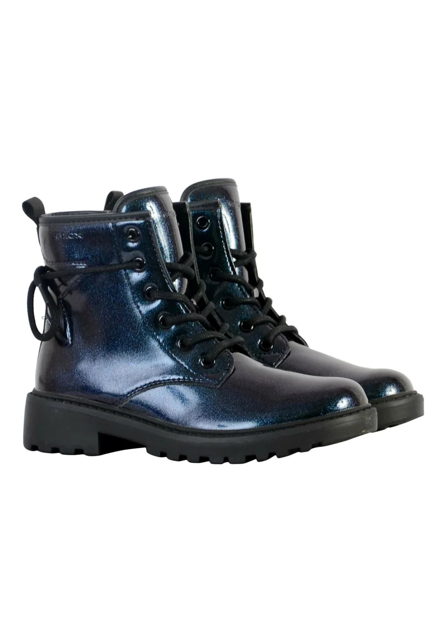 GEOX DZIECIĘCE BOTKI SZNUROWANE Z LOGO 34 1S6A Kolor niebieski