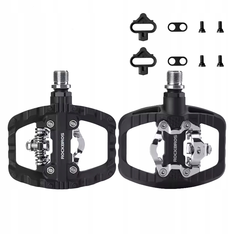 Pedały Rowerowe Mtb Dwustronne Platformowe Spd Nylonowe Z Blokami Lekkie