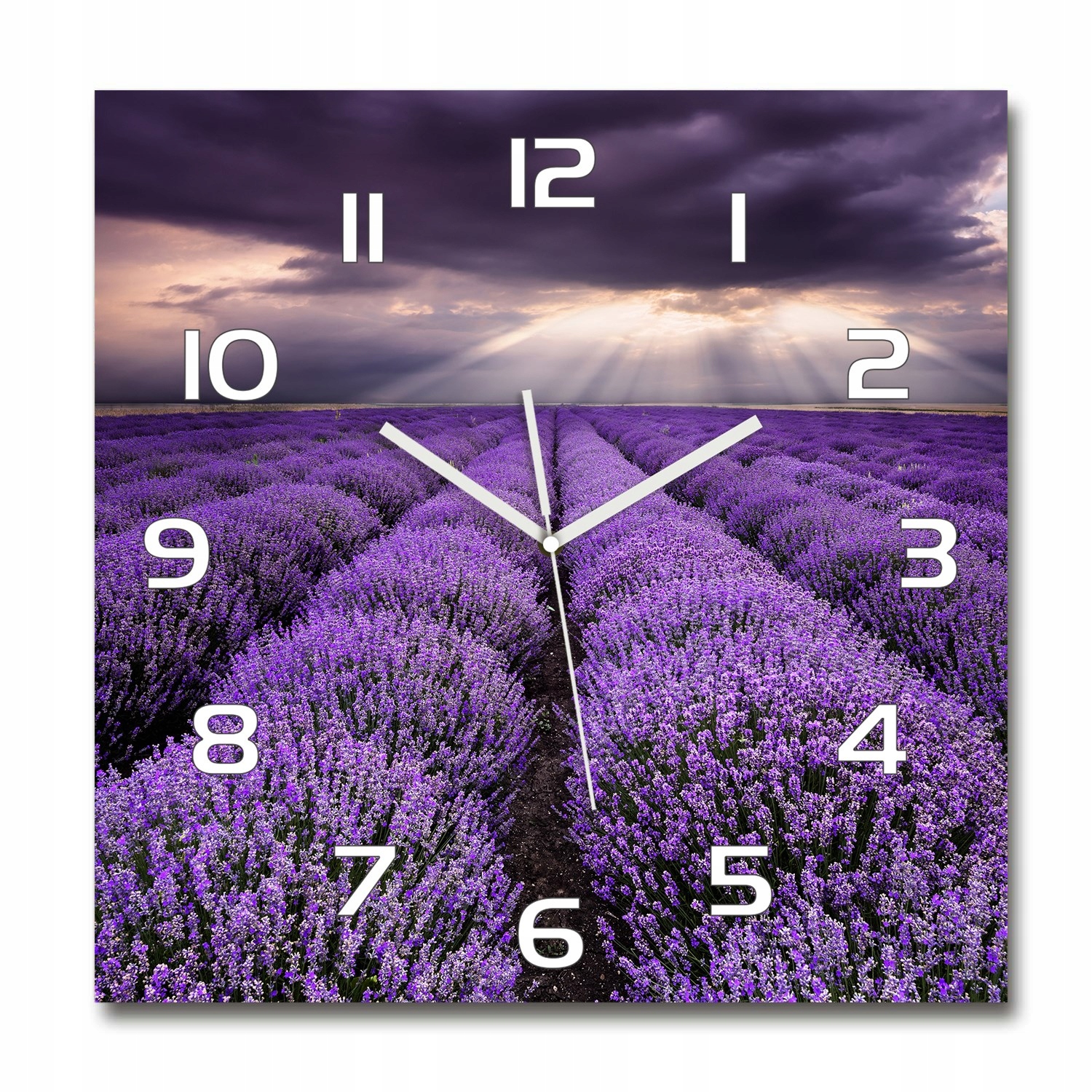 

Duży zegar ze szkła hartowanego Pole lawendy 60x60