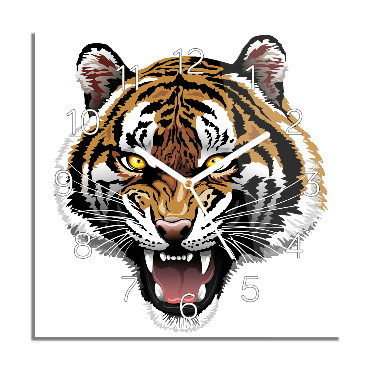 

Tygrys głowa grafika zegar na szkle 30x30 kwadrat