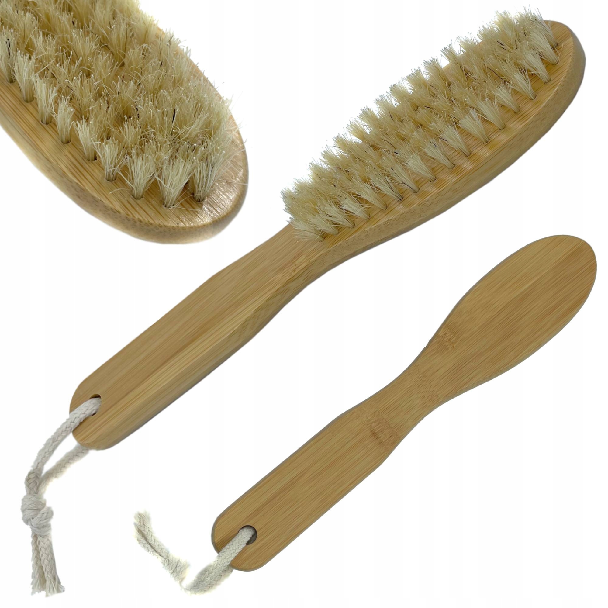 Szczotka naturalna KARTACZ do brody długa rączka