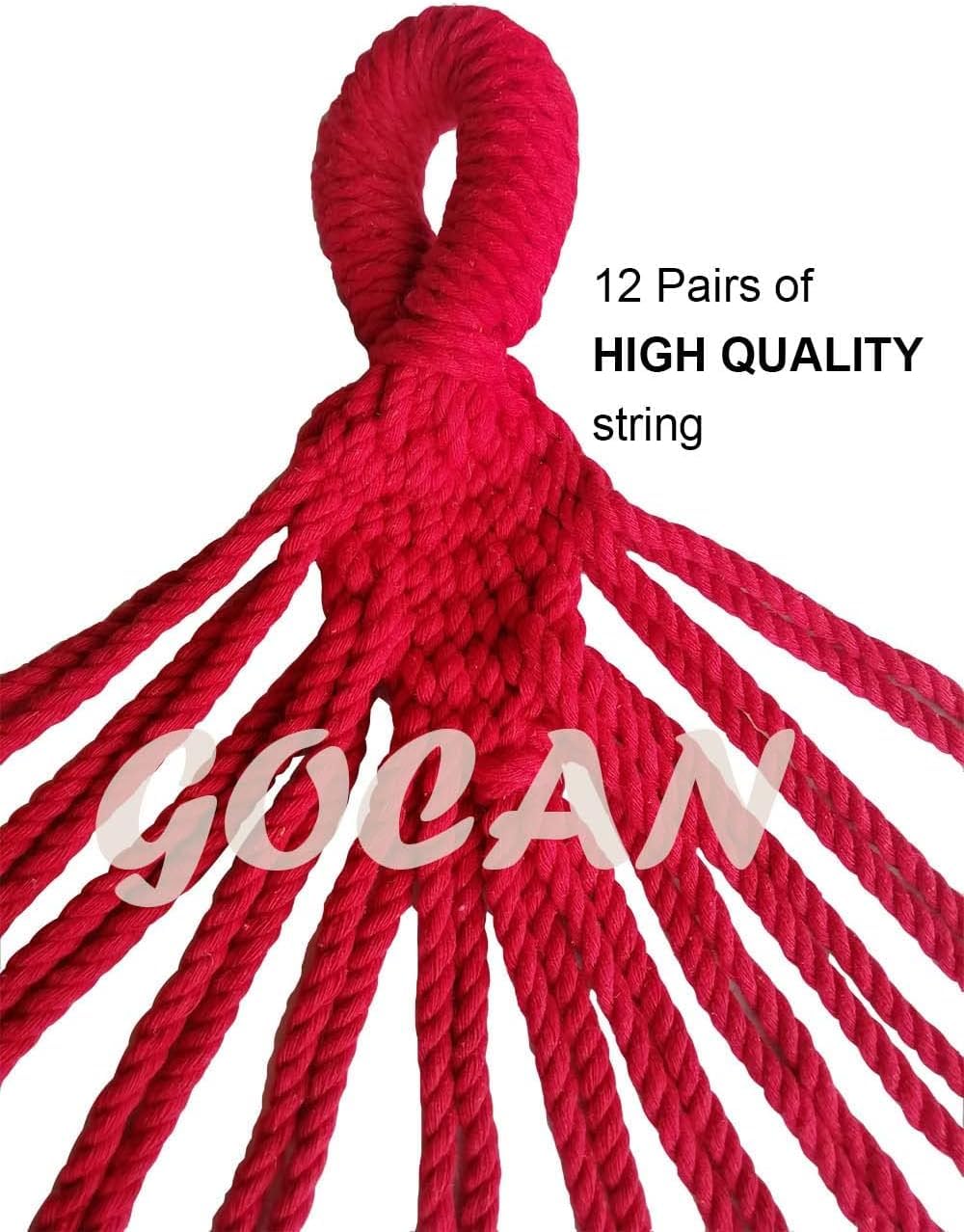 GOCAN Podwójny Hamak Bawełniany 2 Osoby 250x160cm 300kg — miniatura 5