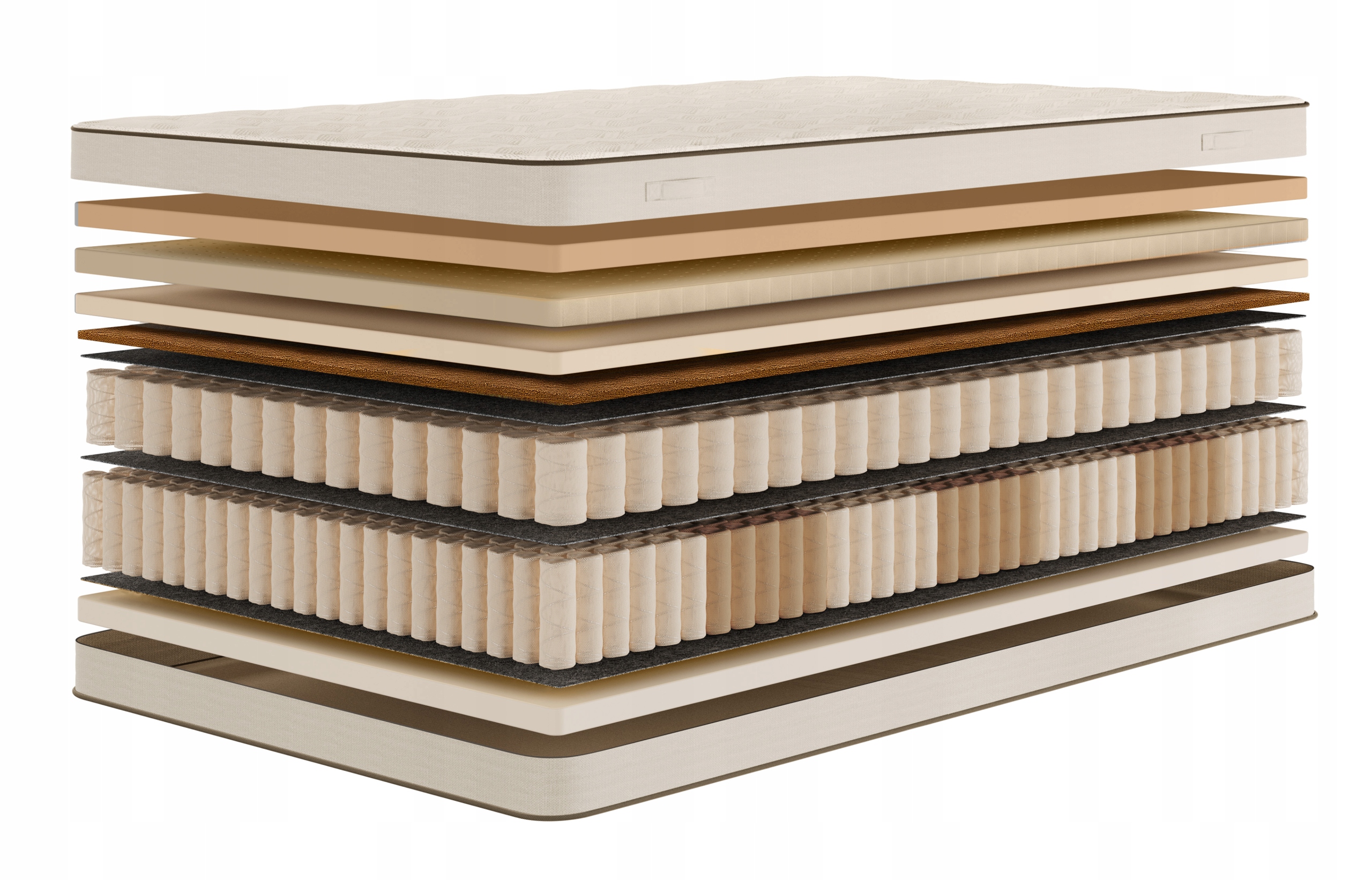 Materac 160x200 Kieszeniowy Minipocket Kokos H3 Lateks 7 Stref Silver