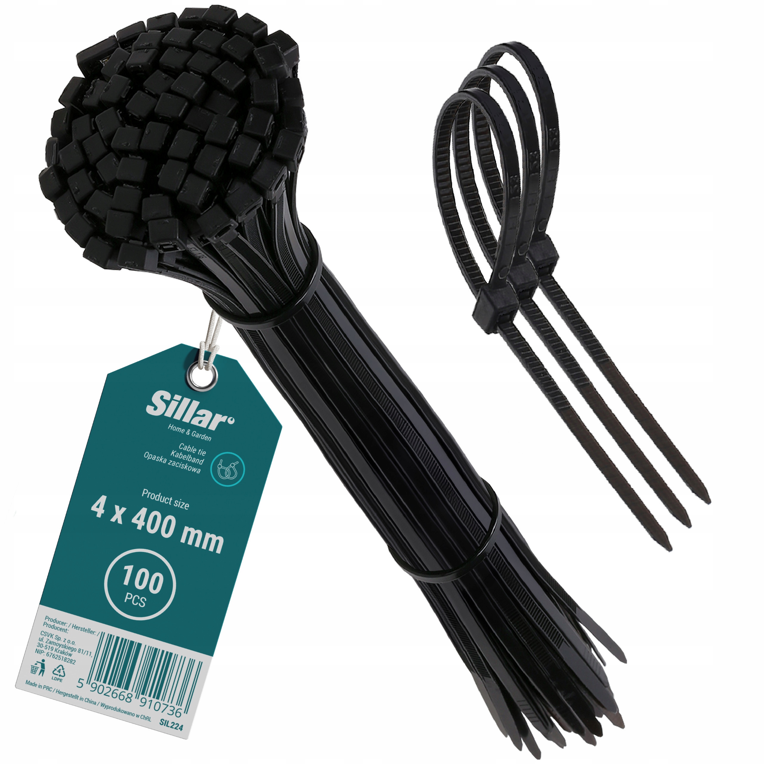 100x Trytytyki opaski obejmy zaciskowe kablowe ziperki trytki mocne 4x400