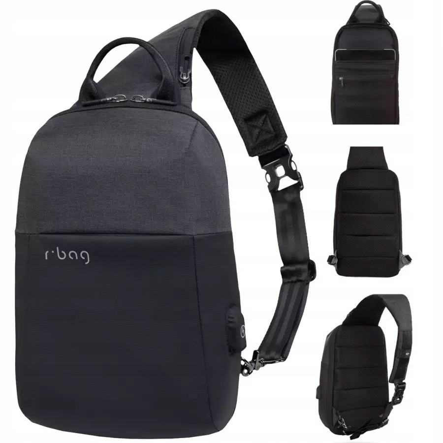 R-bag Batoh Přes Rameno Na Tablet S Usb Magnetem Černý