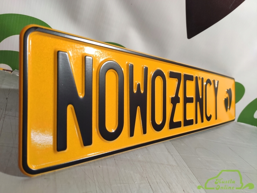 Gotowa tablica tłoczona żółta Nowożeńcy czarny Numer katalogowy producenta nowożeńcy zółta napis cz.