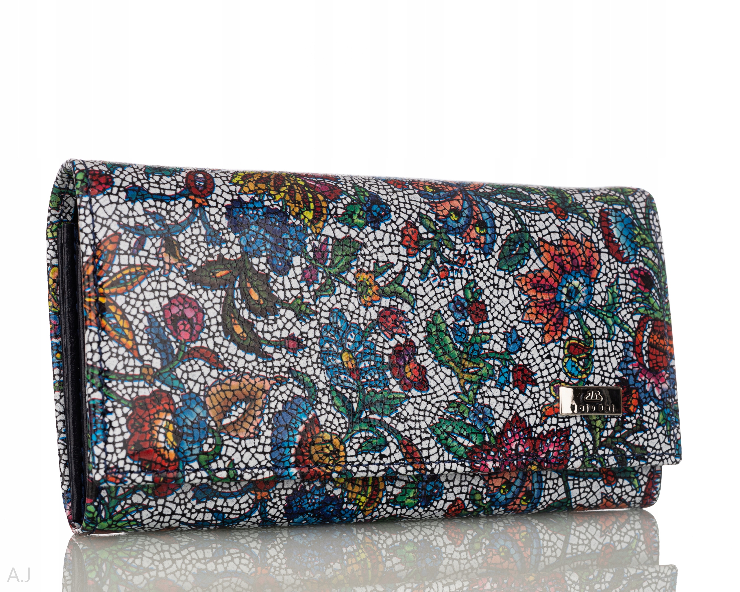 Dámská peněženka z přírodní kůže, velký kožený barevný vzor, elegantní