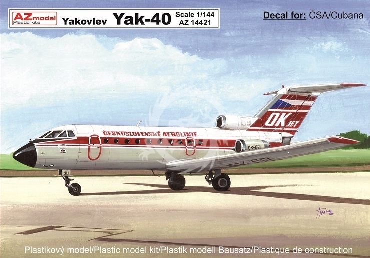 Jakovlev Jak-40 Csa Cubana Az model AZ14421 v měřítku 1/144