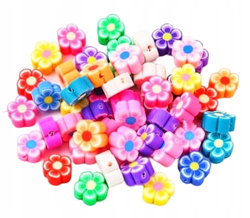 Kwiatki Kwiaty Fimo Koraliki Polimerowe 7-11MM 20SZT Modelina Utwardzona