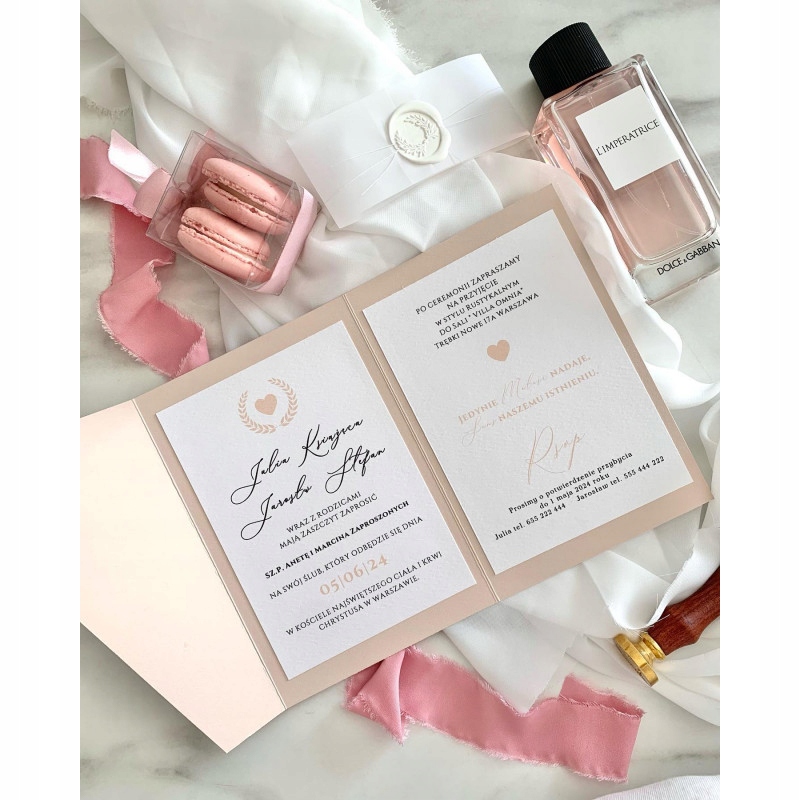 Zaproszenia Ślubne boho rustykalne ZIELONE LIŚCIE Liczba sztuk 1 szt.