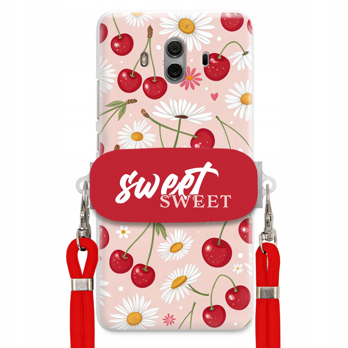 Puzdro pre Huawei Mate 10 Červené vodítko Crossbody držiak Sweet Kvet čerešne