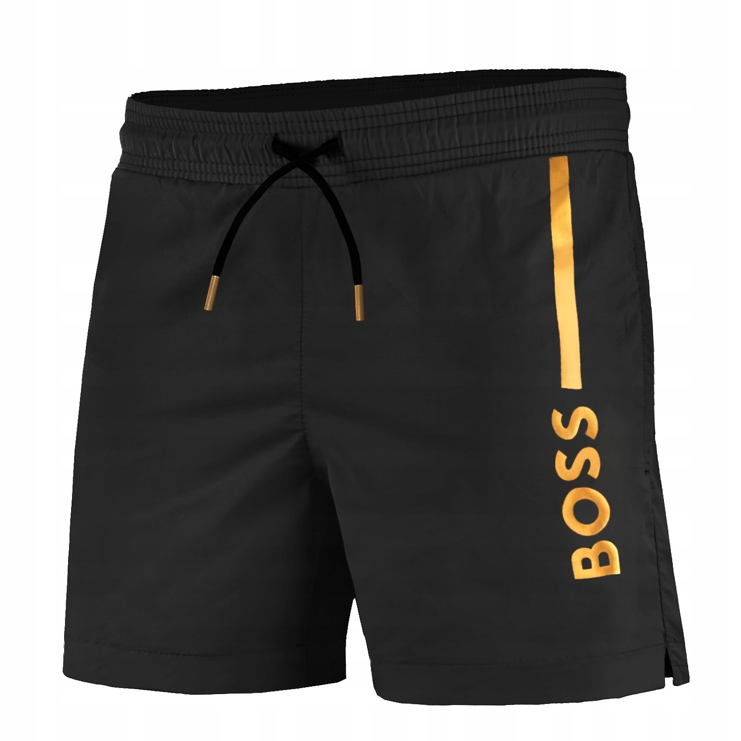 Kraťasy Plážové šortky Hugo Boss 50484440 Pánské Černé Zlaté Logo vel. L