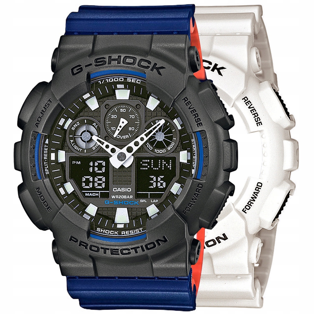 Sada G-shock GA-100B-7AER Šedá Modrá