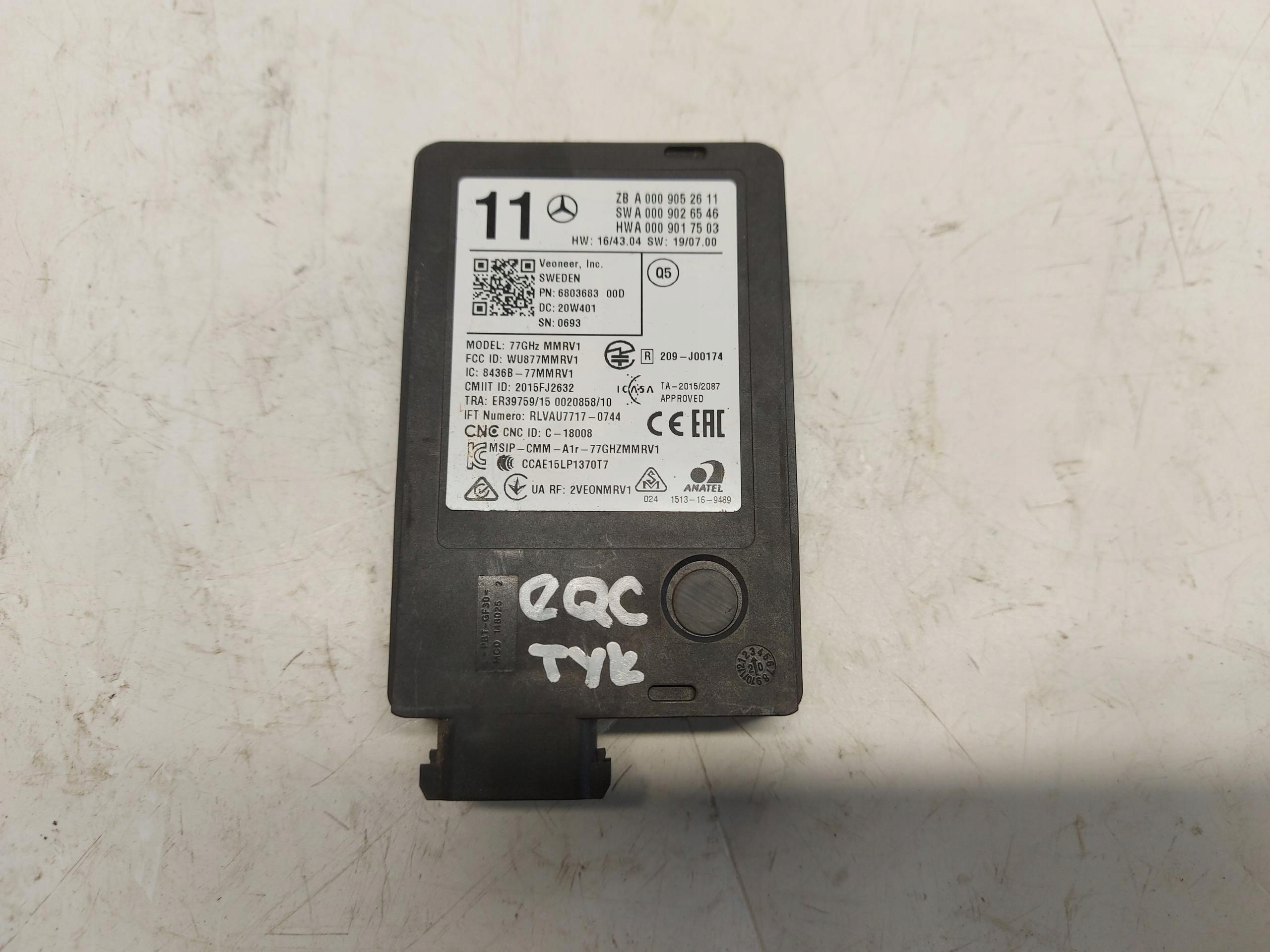 Mercedes EQC 400 W293 RADAR module control unit A0009052611