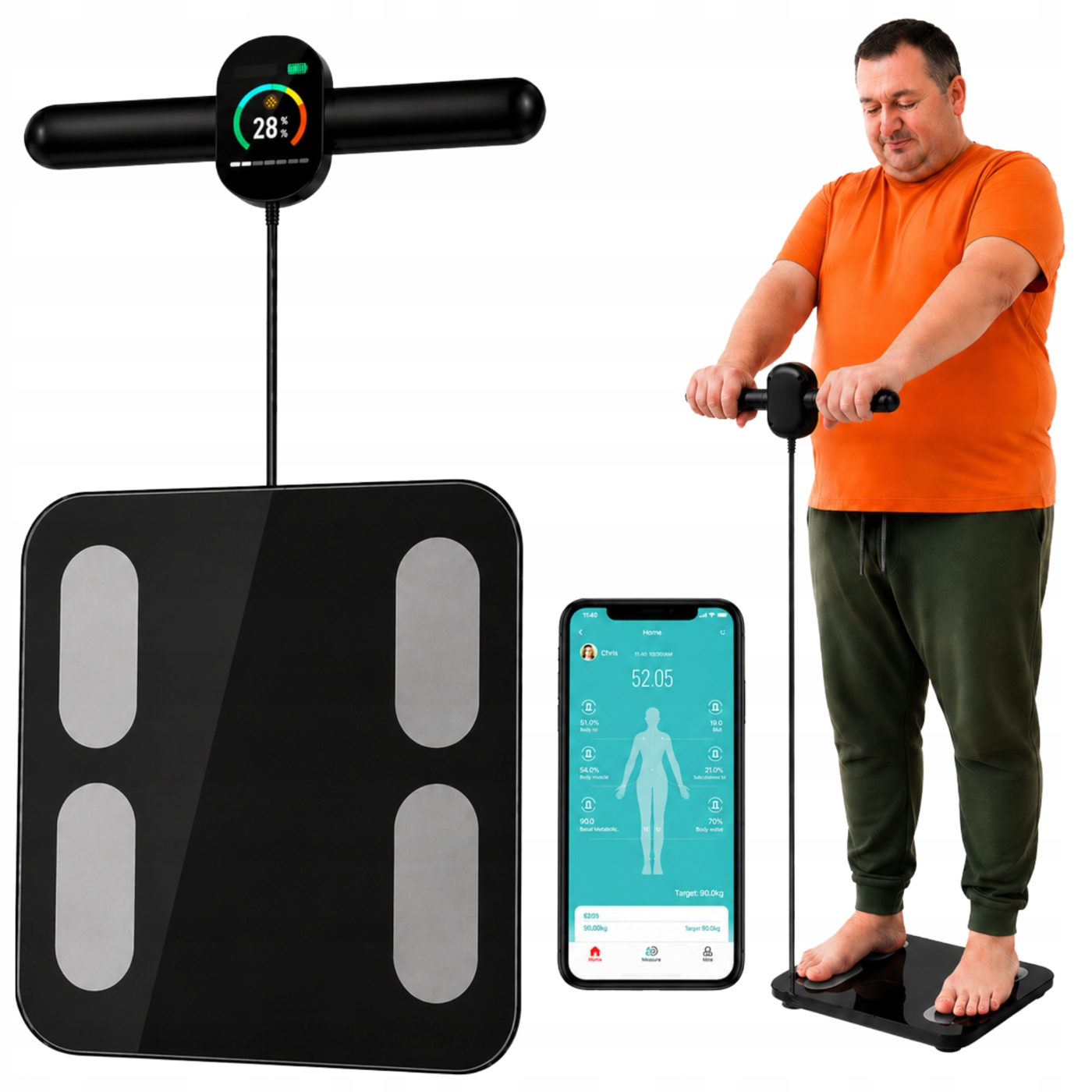 Inteligentná bluetooth kúpeľňová analytická váha 180 kg body composition