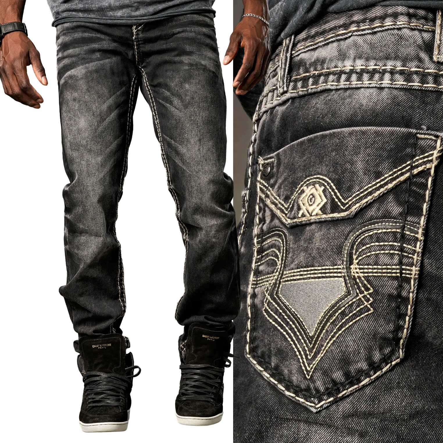 Cipo Baxx Kalhoty Džíny Přetíratelné Tlustá nit Regular Vyšívání