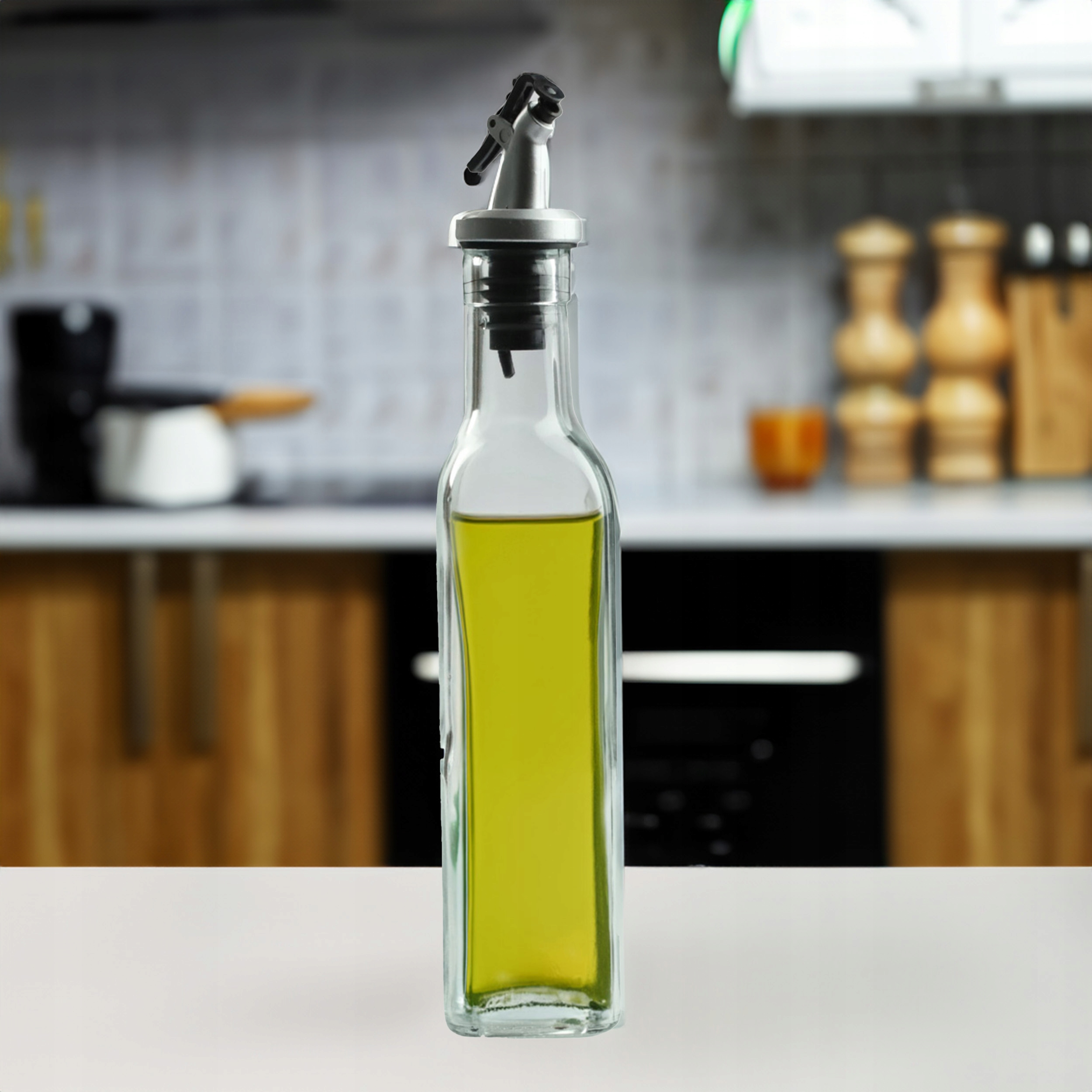 SZKLANA BUTELKA NA OLEJ OCET 250ML Z DOZOWNIKIEM DO KUCHNI