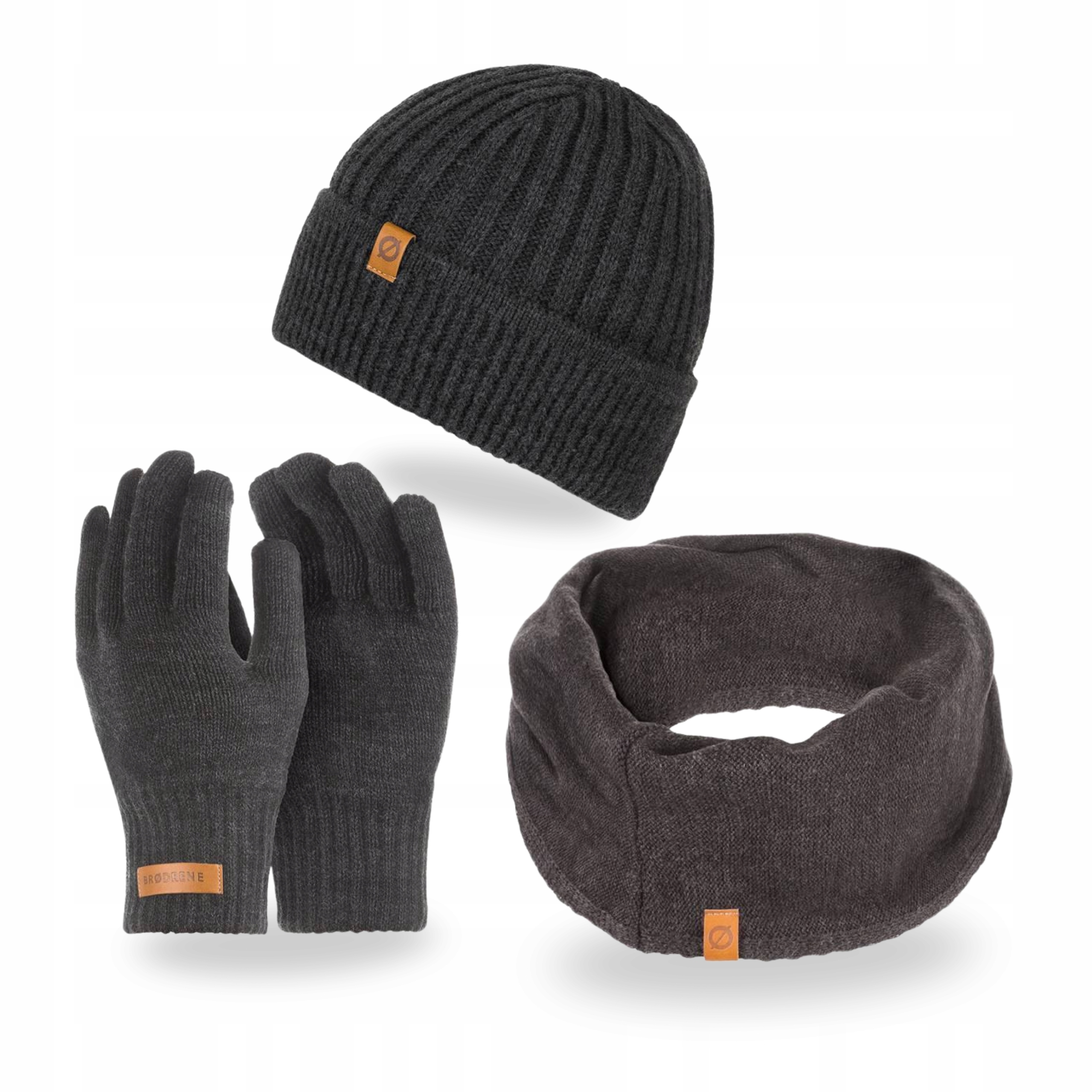 Pánský set Čepice Nákrčník Zavinovací Dotykové rukavice Brodrene Tmavě šedá