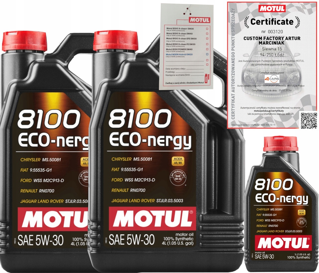 MOTUL 8100 ECO-NERGY 5W30 A5/B5 9L FORD WSS-M2C913-D + ZAWIESZKA
