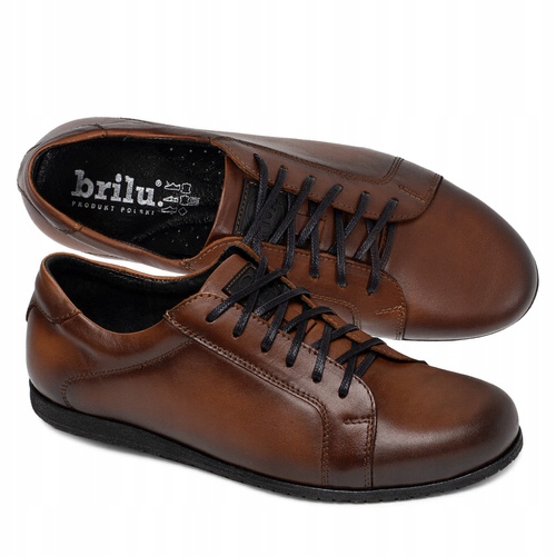 Brilu Polskie Męskie Skórzane Półbuty Casualowe Dylan Brązowe 43