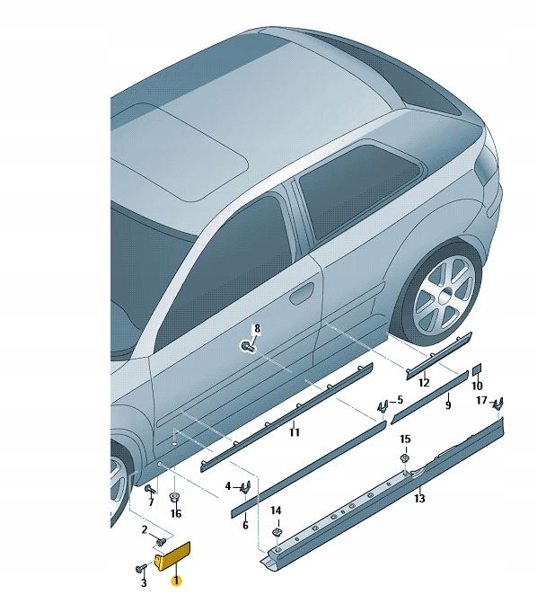 NAKŁADKA LISTEWKA PROGU PRZÓD LEWA AUDI A3 8P RS3 ORYGINAŁ ASO Typ samochodu Samochody osobowe