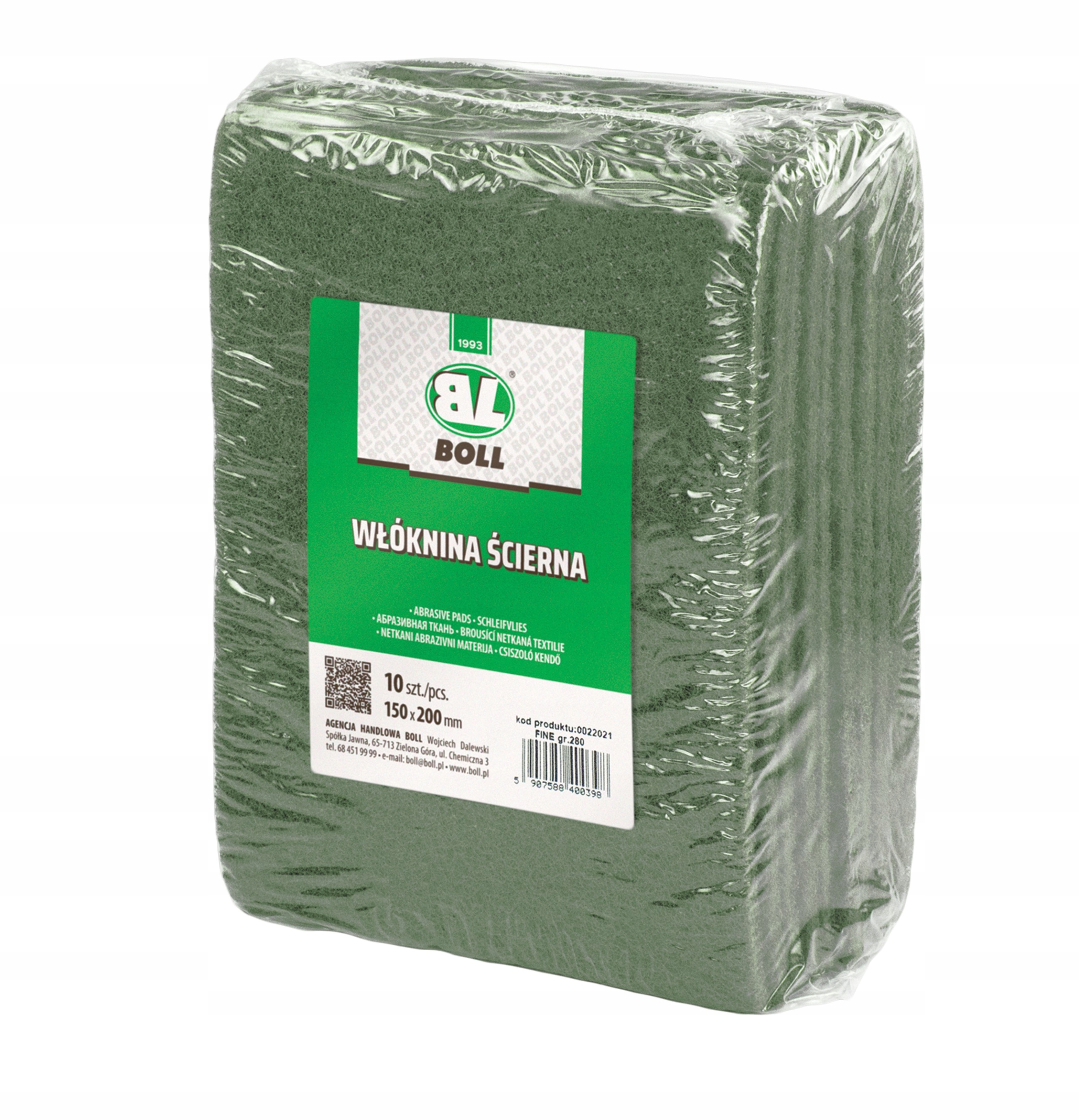 BOLL WŁÓKNINA ŚCIERNA 150x200mm GR280 FINE ZIELONA ARKUSZ