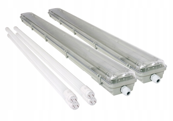 2x Oprawa Hermetyczna 120cm lampa + świetlówki LED Długość 127 cm