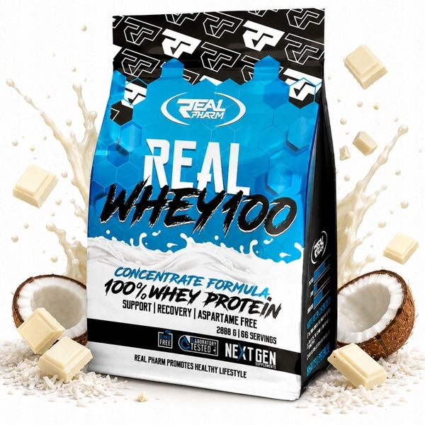 Protein Real Whey 100 2 Kg Bílá Čokoláda Kokos Real Pharm