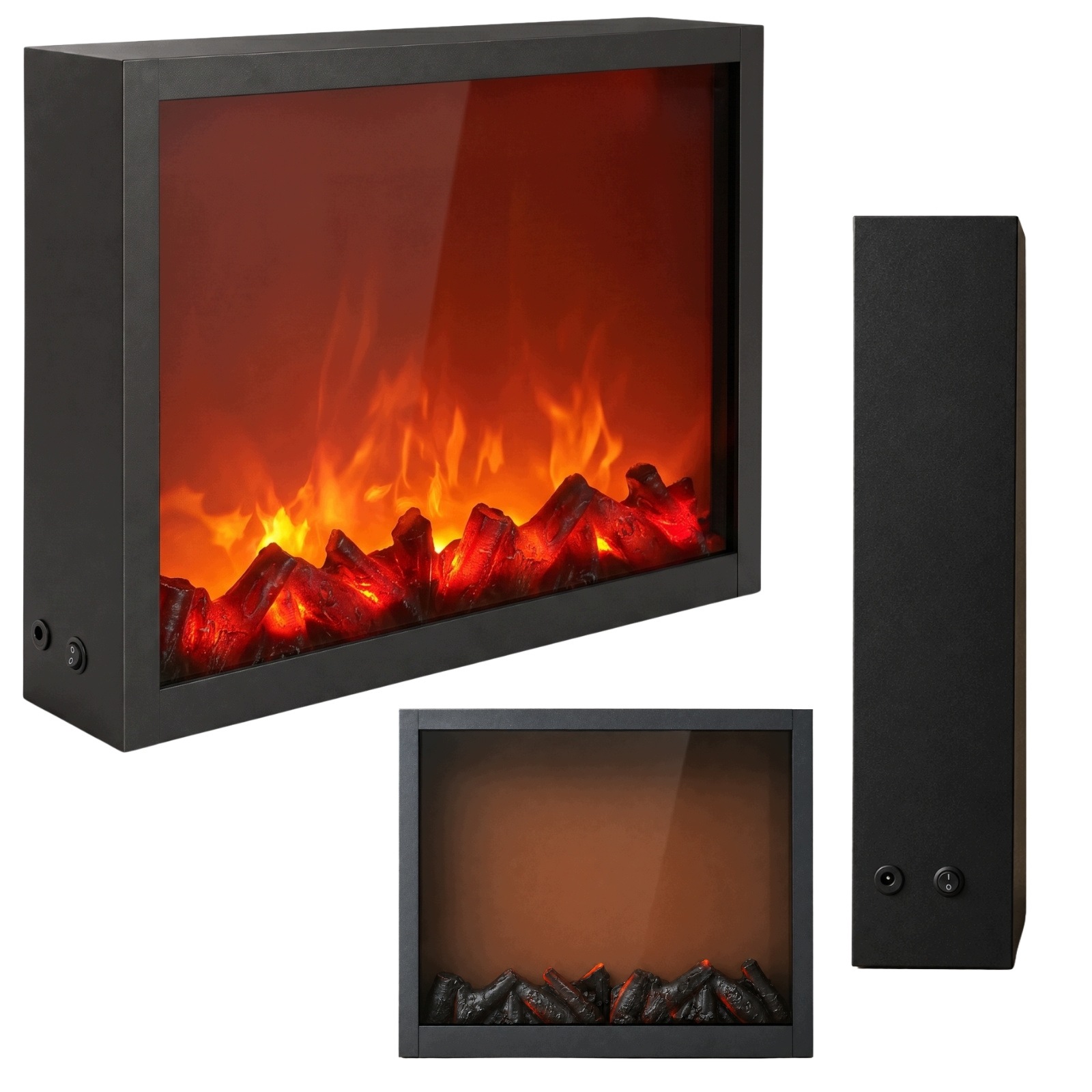 Dekorativní Krb Led Kovový 10X41X35 CM Elektrický, Černý, Do Interiéru