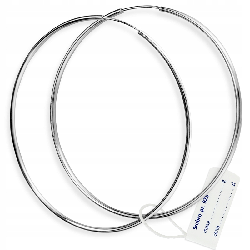 Kolczyki kółka srebrne pr 925 klasyczne koła 6 cm