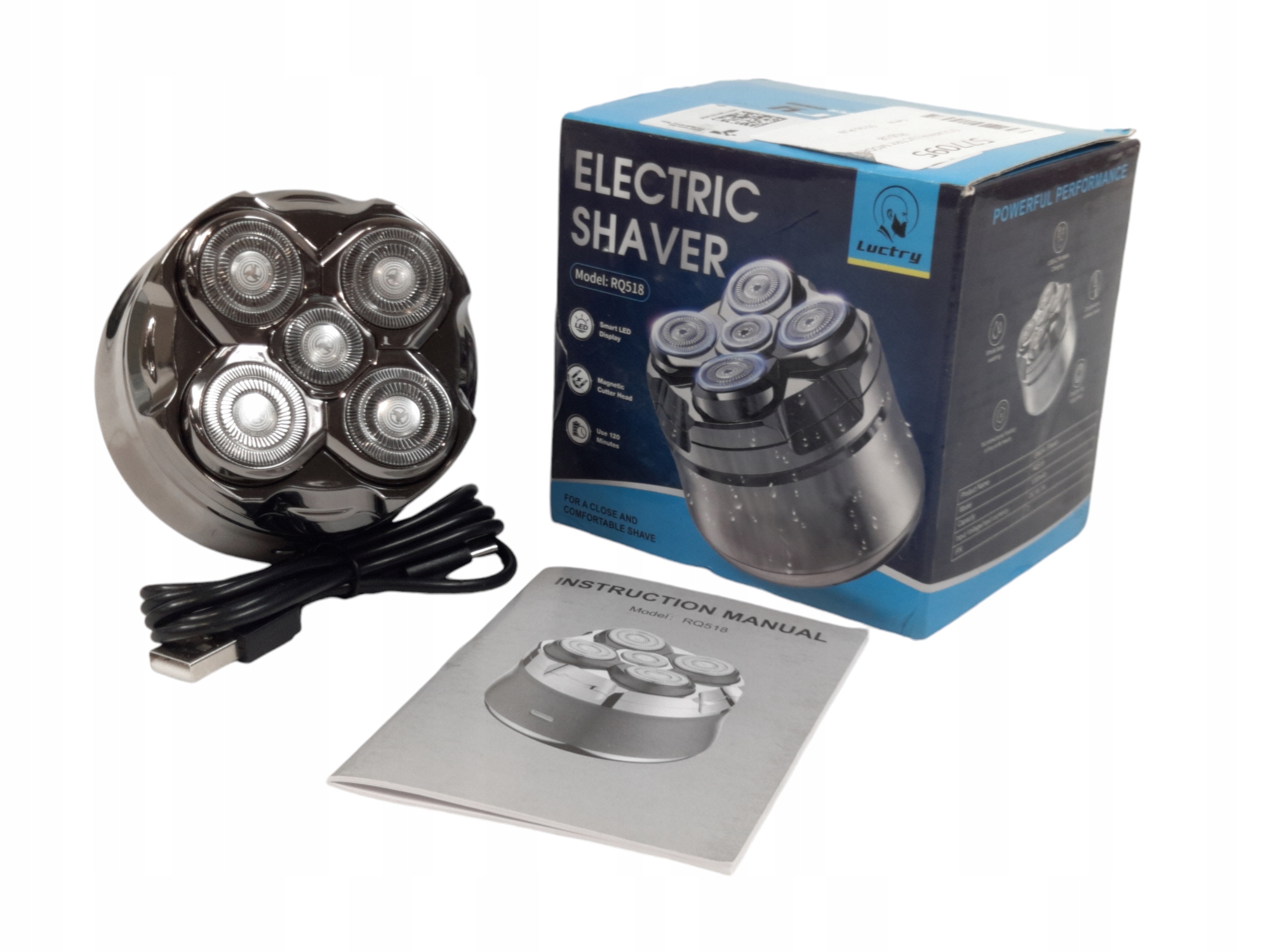 Bezprzewodowa golarka do głowy 5-głowic LUCTRY RQ518