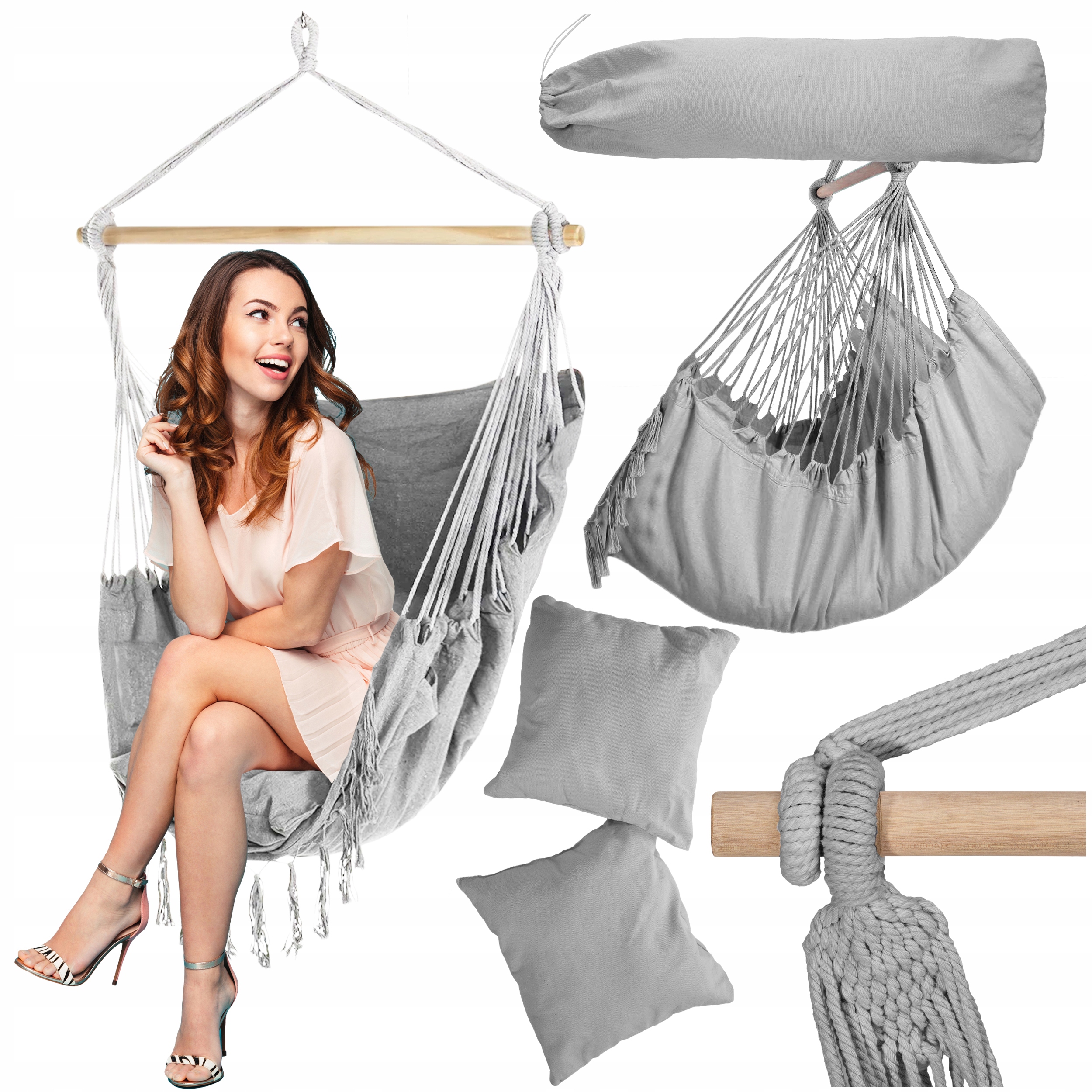 Houpací Síť Brazilské Závěsné Křeslo Houpací Křeslo Do Domu Zahrady Šedá
