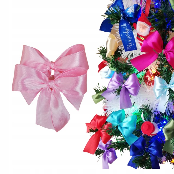 KOKARDKI ZAWIESZKI OZDOBY NA CHOINKĘ RÓŻOWY 10SZT HANDMADE