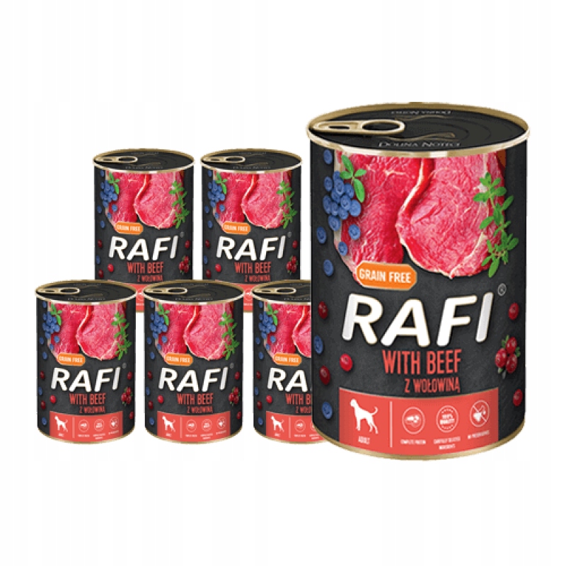 Rafi Hovězí Vlhké Krmivo Pro Psa Plechovka 12x800g