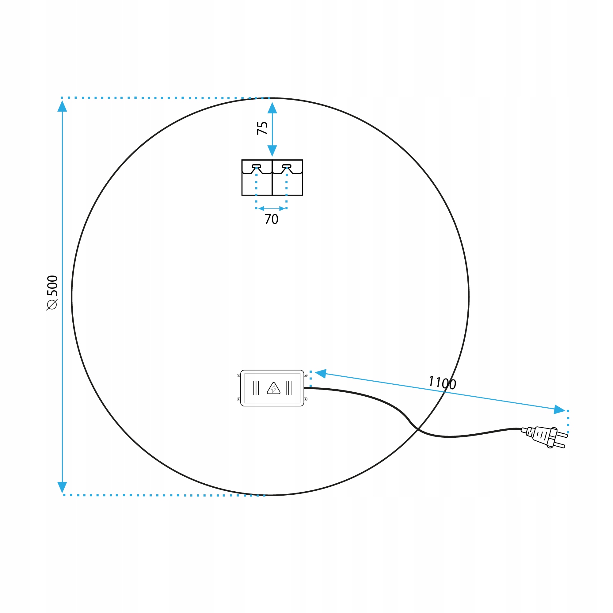 LUSTRO WISZĄCE PODŚWIETLANE LED RÓŻOWE ZŁOTO ROSE GOLD RAMA OKRĄGŁE 50cm Kolor mebla różowe złoto