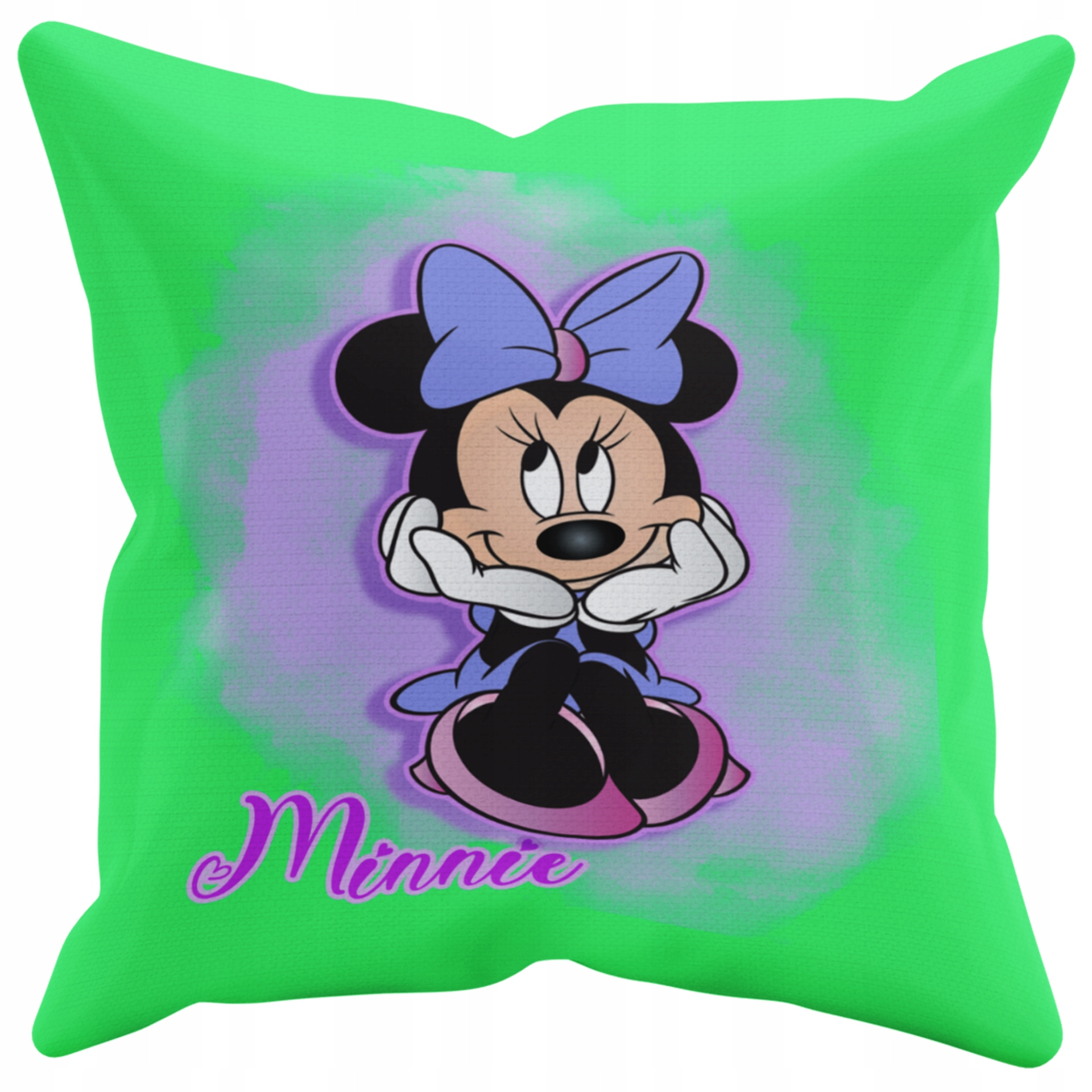 POSZEWKA NA PODUSZKĘ JAŚKA DO PRZEDSZKOLA MYSZKA MINNIE + IMIĘ GRATIS Kolor dominujący odcienie zieleni