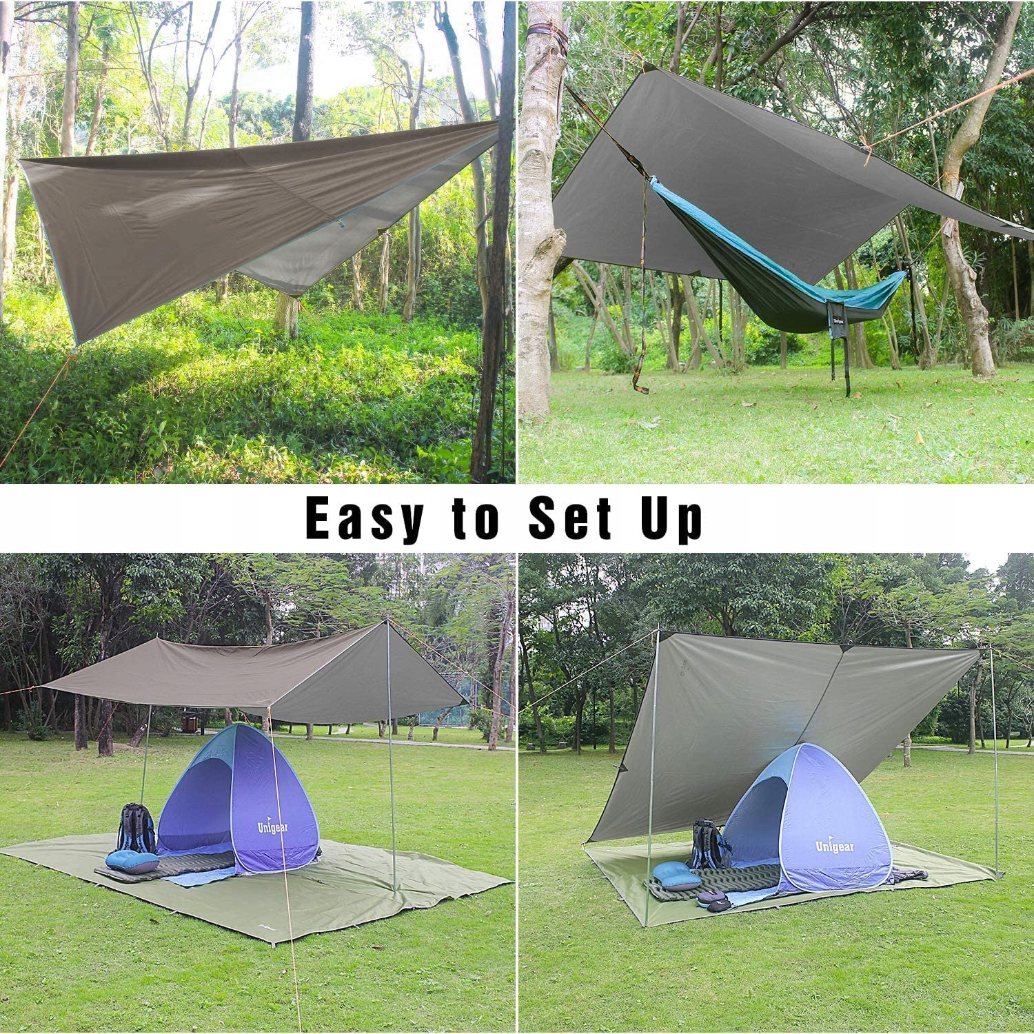 UNIGEAR Tarp Wodoodporny Namiot Dla Hamaka Kemping Ochrona Przed Deszczem — miniatura 5