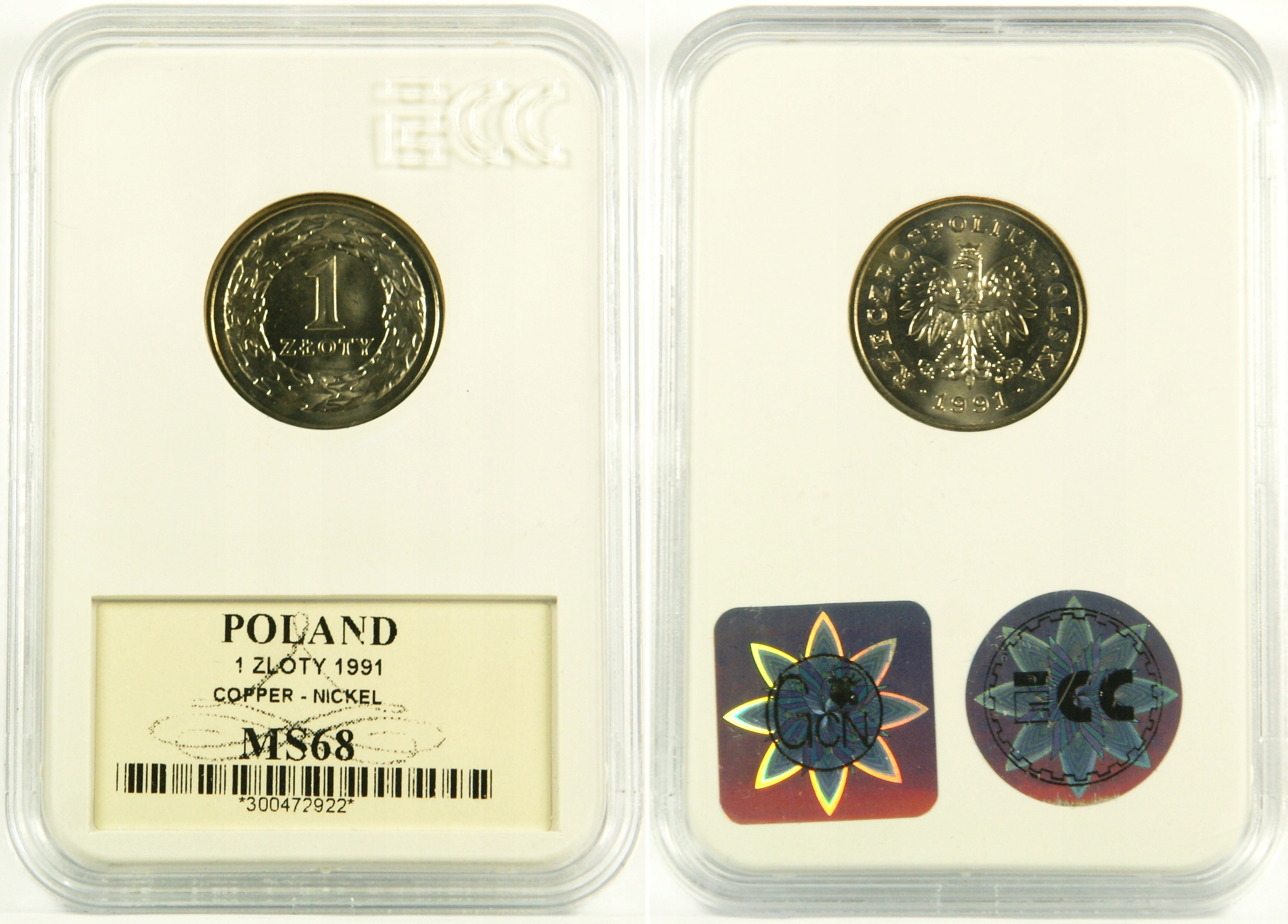 1 ZŁOTY 1991 MIEDZIONIKIEL MS68 9.04
