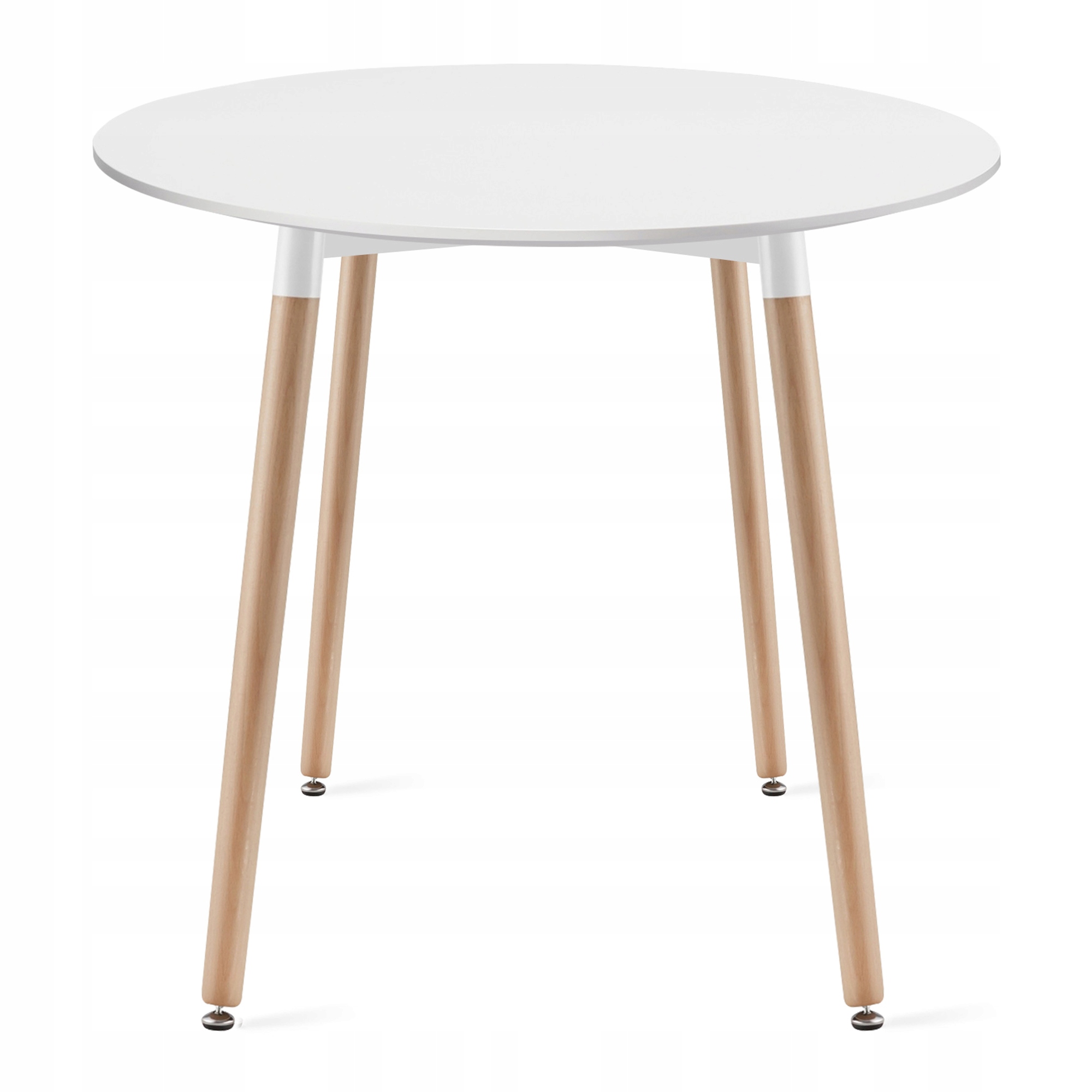 Stół Okrągły TWO do kuchni jadalni salonu 80cm Nowoczesny Kolor mebla biały buk jasny