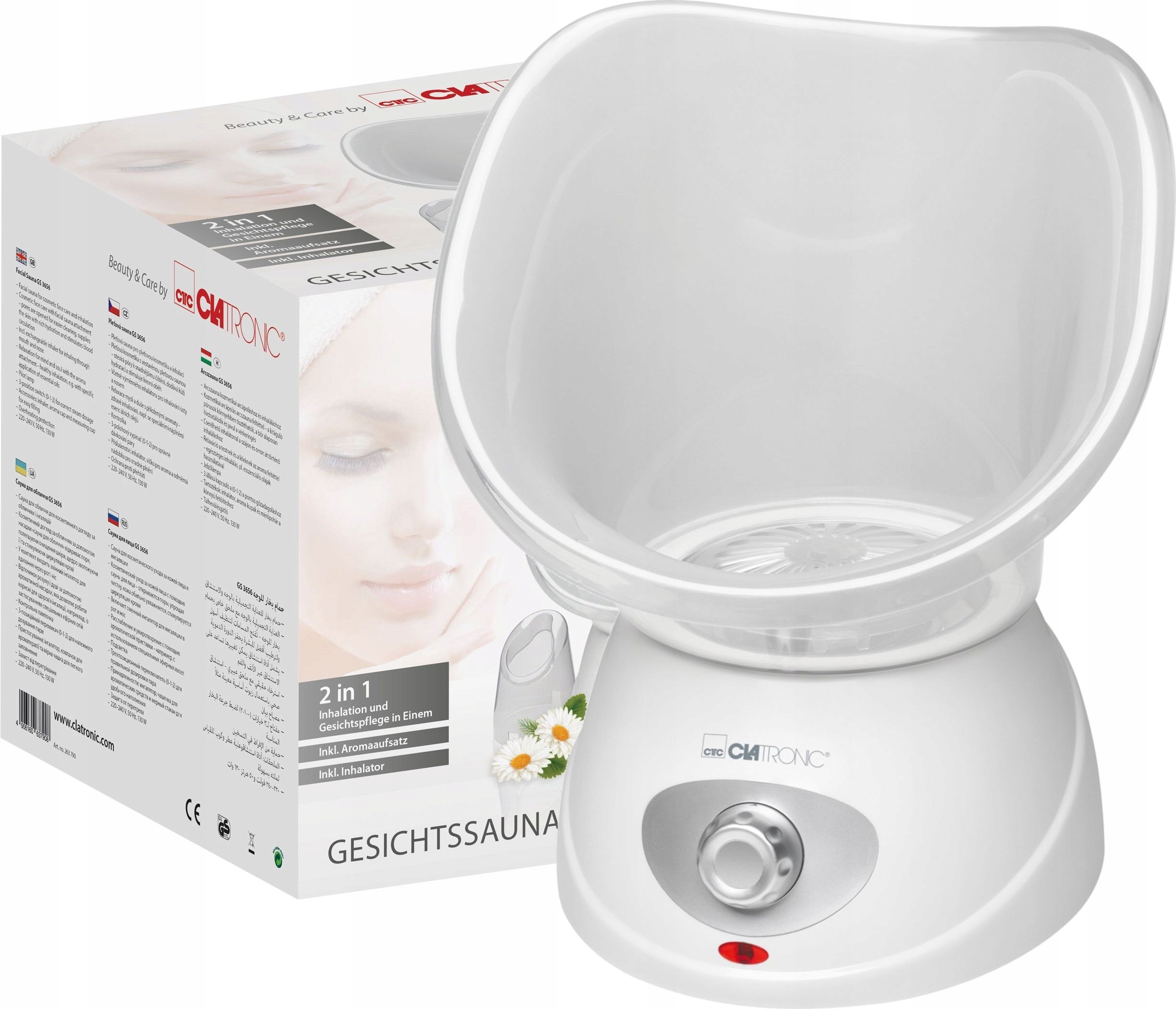 Sauna Parowa Do Twarzy Nosa Inhalator Nawilżacz 2w1 Clatronic Gs