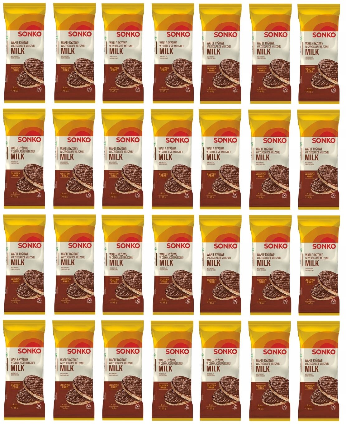 28x 65g Sonko wafle ryżowe w czekoladzie mlecznej bez glutenu Karton