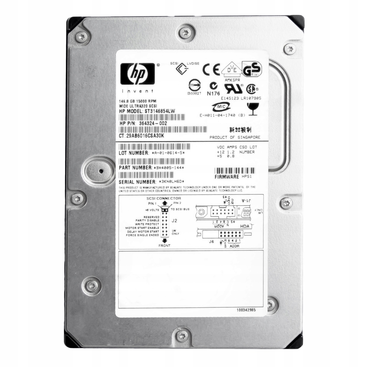 Hp 364324-002 146GB 15K 8MB Scsi U320 3.5'' ST3146854LW