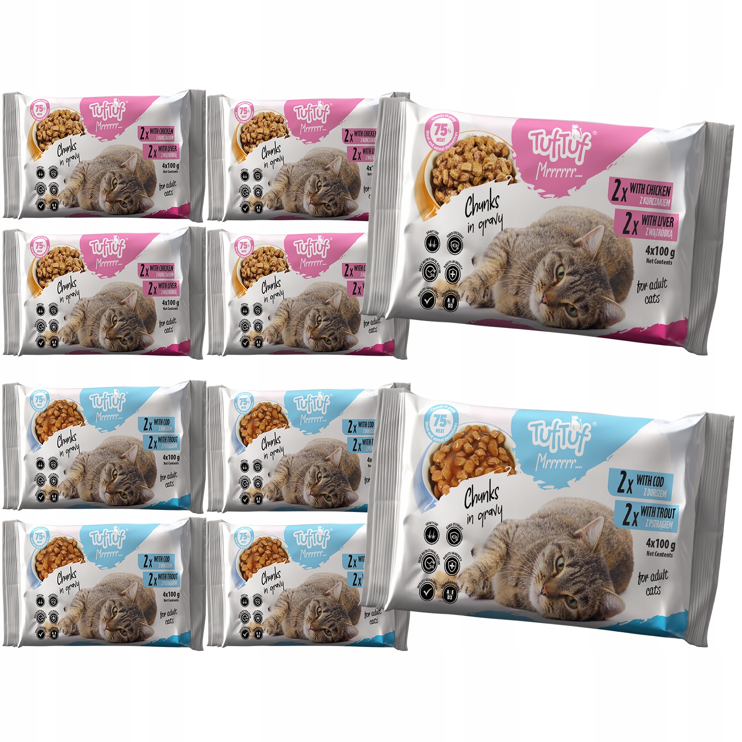 TufTuf sáčky Mokré Krmivo Pro Kočky MIX Chutí 40x100g